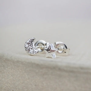 LUCY KEMP | Mini Moon & Star Studs | Sterling Silver - LONDØNWORKS