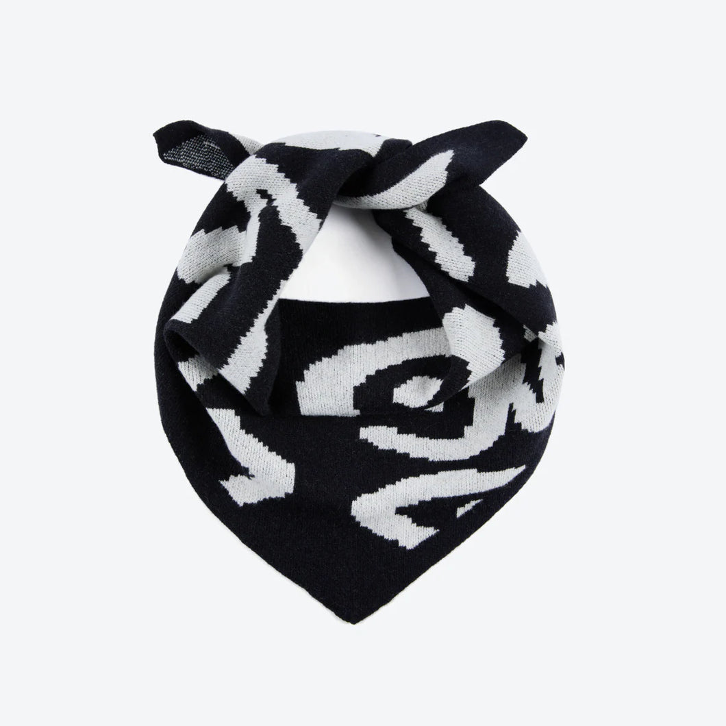 MISS POMPOM | Doodle Wool Triangle Scarf | Black - LONDØNWORKS