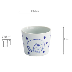 TOKYO DESIGN STUDIO | Neko Maruke Cat Cup | Blue - LONDØNWORKS
