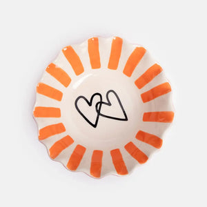 CAROLINE GARDNER | Coral Layered Heart Frilly Bowl - LONDØNWORKS
