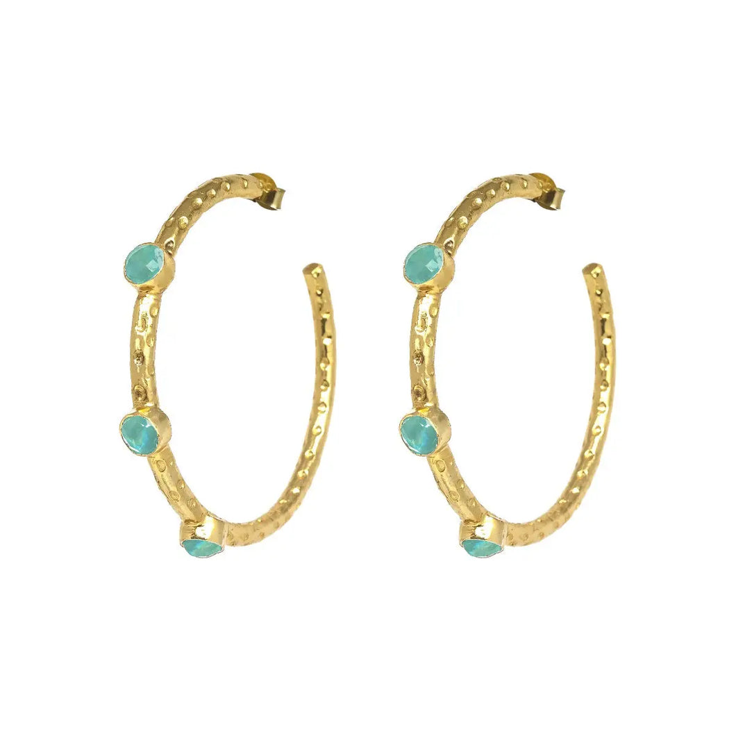 ASHIANA | Cruise Aqua Chalcedony Large Hoops | Gold