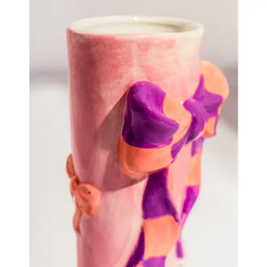 M & R | Ribbon Bow Heeled-Boot Ceramic Vase | Pink and Purple - LONDØNWORKS