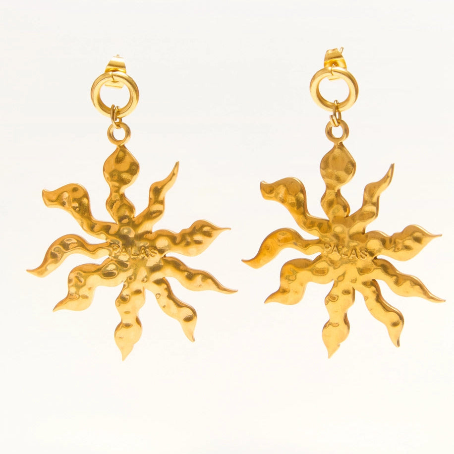 PALAS | Sol Sun Shaped Dangle Earrings | Gold Plated - LONDØNWORKS