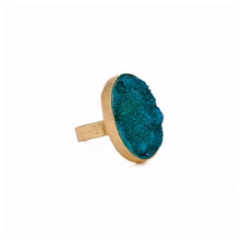 Load image into Gallery viewer, EL JOYERO | Green Druzy Oval Gemstone Ring | Gold