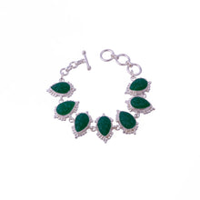 Load image into Gallery viewer, EL JOYERO | Carved Green Onyx Bracelet | Silver