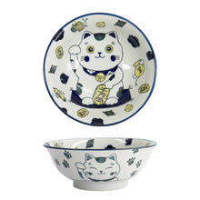 Load image into Gallery viewer, TOKYO DESIGN STUDIO | Kawaii Lucky Cat Neko Ramen Bowl | Blue - LONDØNWORKS