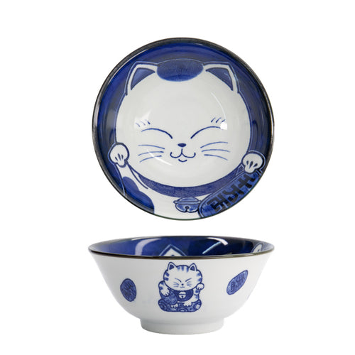TOKYO DESIGN STUDIO | Kawaii Cat Neko Tayo Bowl | Blue - LONDØNWORKS