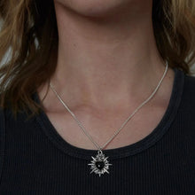 Load image into Gallery viewer, ARTEMIS | Sacred Flaming Black Heart Charm Necklace  | Silver