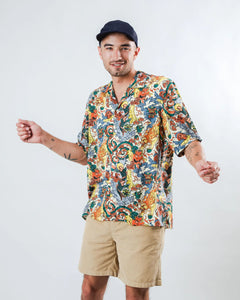 BRAVA FABRICS | Irezumi Tattoo Aloha Shirt | Ecru