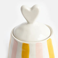 Load image into Gallery viewer, CAROLINE GARDNER | Small Pink Mustard Stripe Heart Jar - LONDØNWORKS