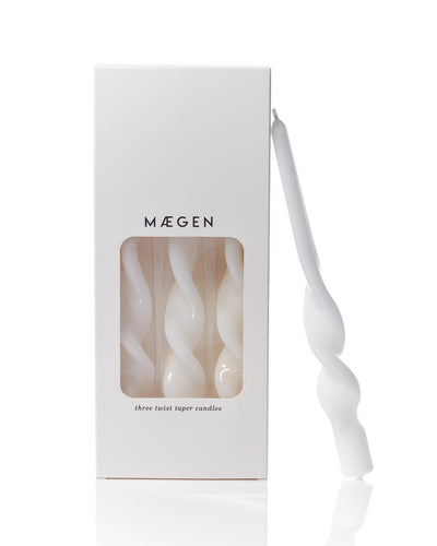 MÆGEN | Set of 3 Twist Taper Candles | Ice White