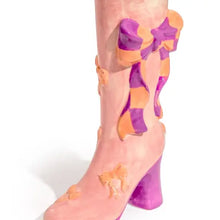 Load image into Gallery viewer, M &amp; R | Ribbon Bow Heeled-Boot Ceramic Vase | Pink and Purple - LONDØNWORKS