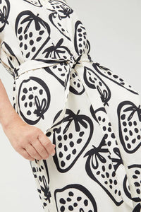 COMPANIA FANTASTICA | Strawberry Print Dress | White & Black - LONDØNWORKS