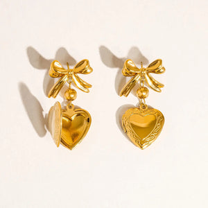 FLANERIE ACCESSORIES | Keryn Heart & Bow Locket Earrings - LONDØNWORKS