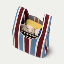 Load image into Gallery viewer, TOKEII | Campus Club Collection Knitted Bag Medium + Strap | Blue &amp; Red