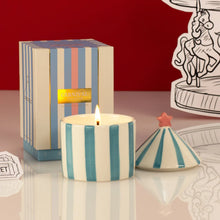 Load image into Gallery viewer, ZESTY LEMONS | Carnival Acrobat Blue Candle | Activated Charcoal &amp; Matcha