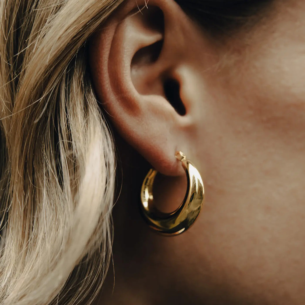 NORDIC MUSE | Crescent Hoop Earrings | Gold