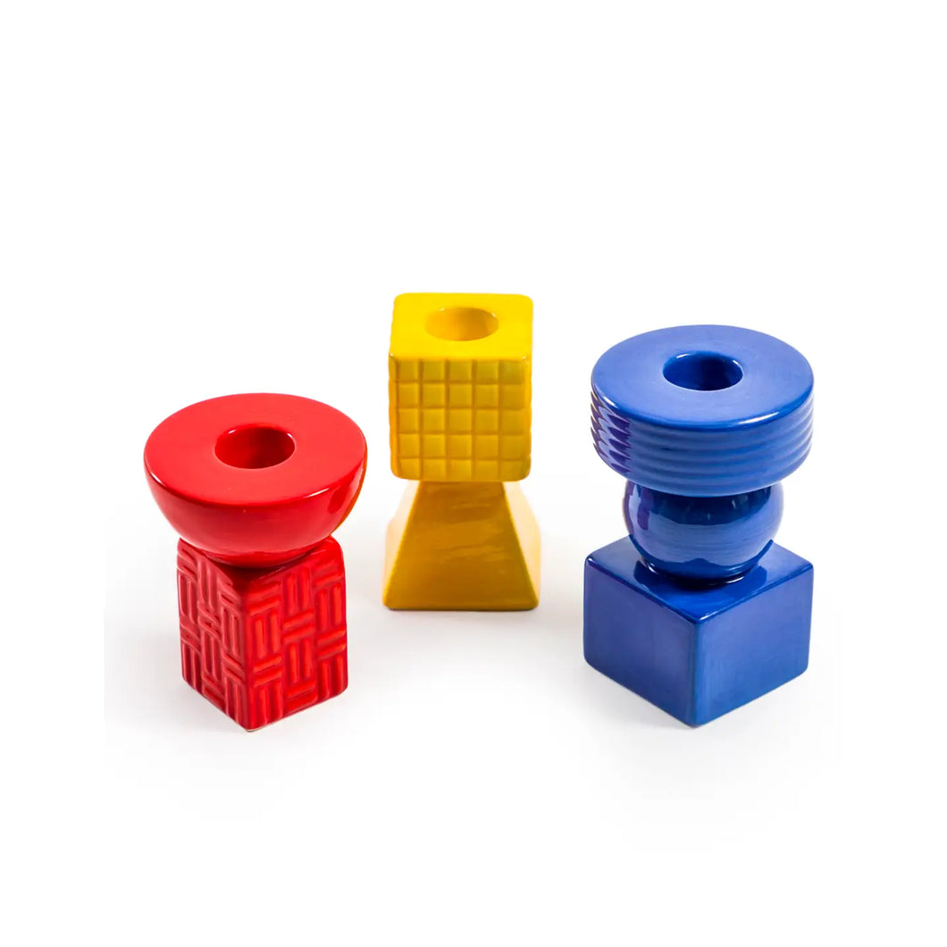 M & R | Set of 3 Geometric Candle Holders | Primary - LONDØNWORKS