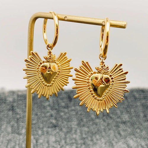 M. QUEENA | Shine Heart Gold Plated Earrings - LONDØNWORKS