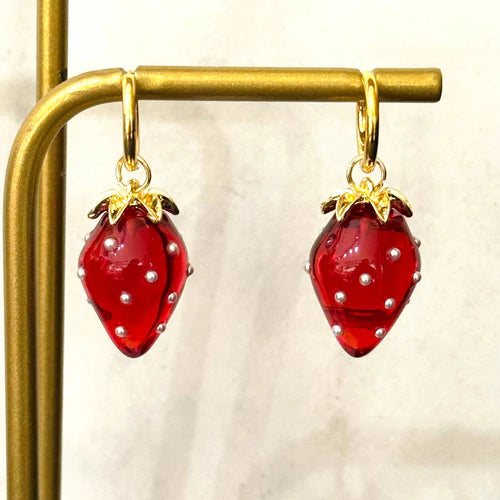 CASSETTE BARCELONA | Strawberry Hoop Earrings | Gold - LONDØNWORKS