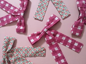 CUSTARD CLOTH | Bow Hair Clip Barrette | Pink Gingham