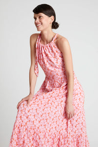 COMPANIA FANTASTICA | Floral Embroidery Long Dress | Pink