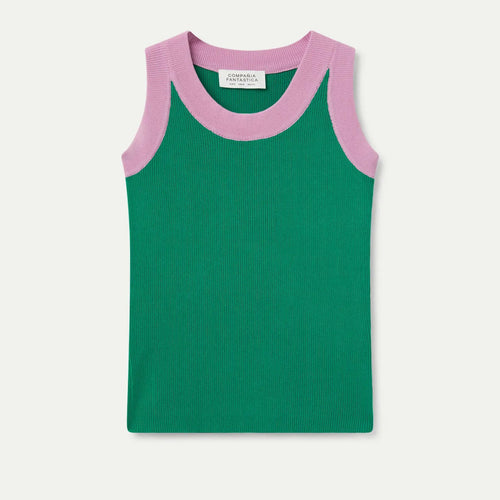 COMPANIA FANTASTICA | Two Tone Strap Top | Green