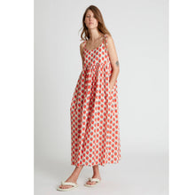 Load image into Gallery viewer, COMPANIA FANTASTICA | Strawberry Beach Print Long Strap Dress | Pink Red