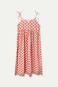 COMPANIA FANTASTICA | Strawberry Beach Print Long Strap Dress | Pink Red