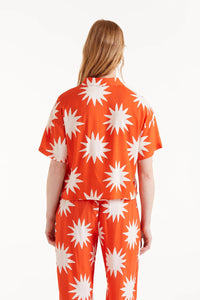 COMPANIA FANTASTICA | Big Sun Print Short Sleeve Shirt | Orange