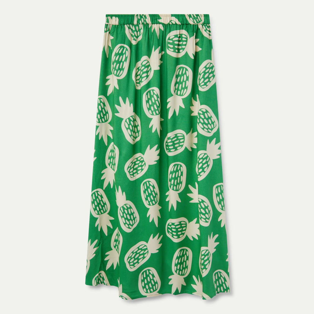 COMPANIA FANTASTICA | Pineapple Print Midi Skirt | Green