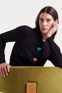 COMPANIA FANTASTICA | Knitted Heart Cardigan | Black - LONDØNWORKS