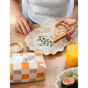 CAROLINE GARDNER | Check Butter Dish | Orange & Lilac - LONDØNWORKS