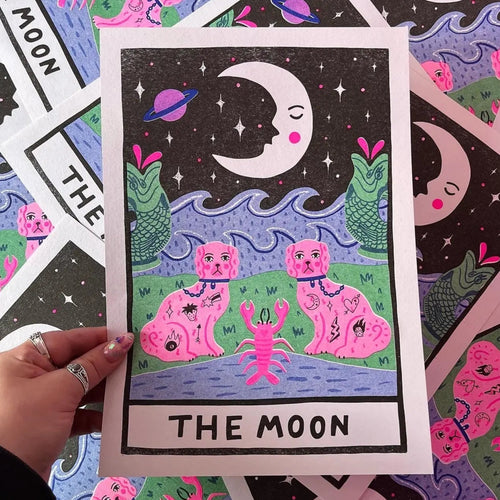 AMY HASTINGS | A4 Risograph Print | Tarot Card | The Moon