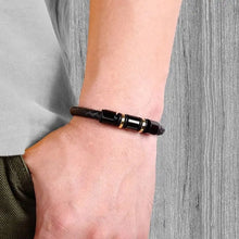 Load image into Gallery viewer, GLEN OGAL GROUP | Charm Leather Bracelet | Gold &amp; Black