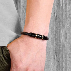 GLEN OGAL GROUP | Charm Leather Bracelet | Gold & Black