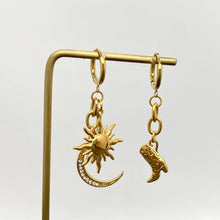 Load image into Gallery viewer, M. QUEENA | Sun Moon Boot Earrings Gold Plated - LONDØNWORKS