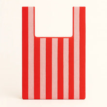 Load image into Gallery viewer, TOKEII | Candy Stripe Knitted Medium Bag + Strap | Red Pink