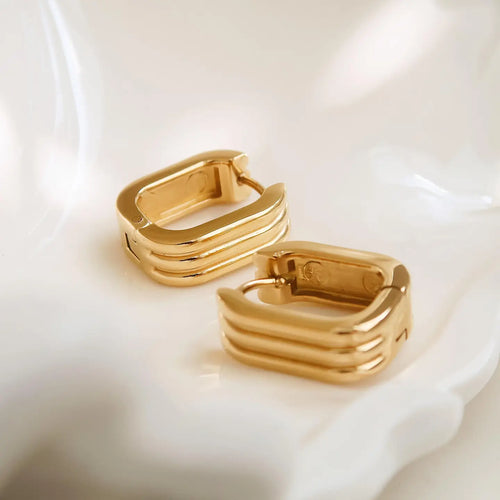 FLANERIE ACCESSORIES | Noa Stripe Hoop Earrings | Gold