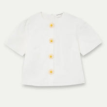 Load image into Gallery viewer, COMPANIA FANTASTICA | Top With Floral Buttons | White