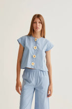 Load image into Gallery viewer, COMPANIA FANTASTICA | Shirt With Daisy Details | Light Blue