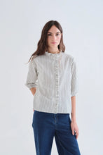 Load image into Gallery viewer, COMPANIA FANTASTICA | Frilled Edge Shirt | Light Green Stripes