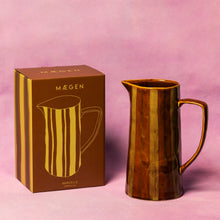 Load image into Gallery viewer, MÆGEN | Striped Ceramic Jug | Ochre Brown
