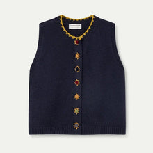 Load image into Gallery viewer, COMPANIA FANTASTICA | Kinit Vest With Velvet Buttons | Navy