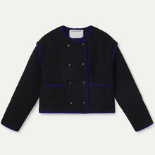 Load image into Gallery viewer, COMPANIA FANTASTICA | Curly Faux Fur Short Coat | Navy Blue