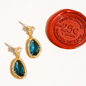 FLANERIE ACCESSORIES | Tria Gold Dressy Earrings | Blue