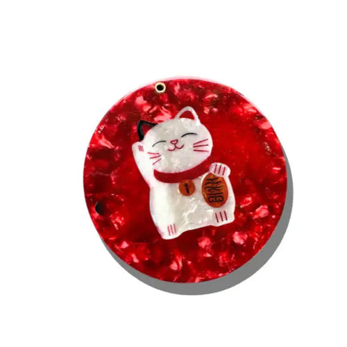 SOLAR ECLIPSE | Hand-painted Lucky Cat Compact Mirror - LONDØNWORKS