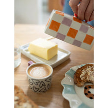 Load image into Gallery viewer, CAROLINE GARDNER | Check Butter Dish | Orange &amp; Lilac - LONDØNWORKS