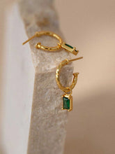 Load image into Gallery viewer, FORMATION | Emerald Open Hoop Earrings | Gold Plated