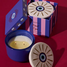 Load image into Gallery viewer, PADDYWAX | Charmed Glass Evil Eye Candle | Incense &amp; Smoke - LONDØNWORKS